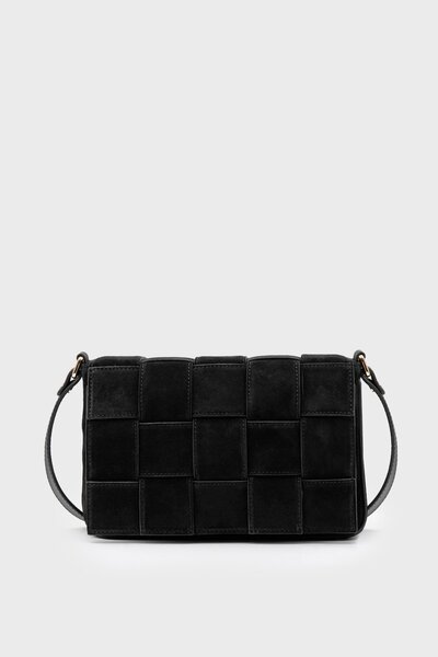SHOEMOL Sco-037 Black Suede Women's Shoulder Bag