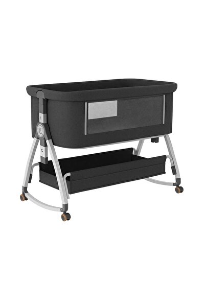 LULLS Next2Me Foldable Rocking Baby Cot with Adjustable Height, Reclining Position, Wheels, Bottom Storage Box and Mosquito Net