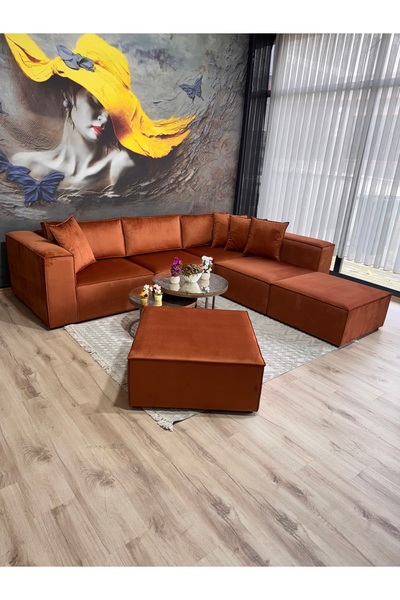 Erduran Mobilya Angelo 6 modül Bayb face 09 kiremit sırt minderli ( ürün özel...