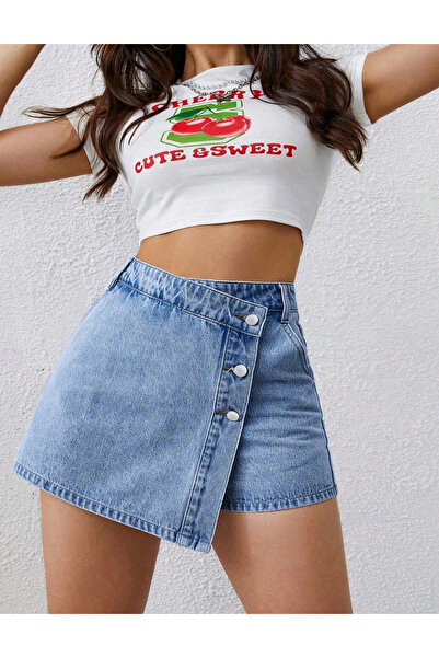 Sheya Shein Curve+ Pantalon Skirt, blue