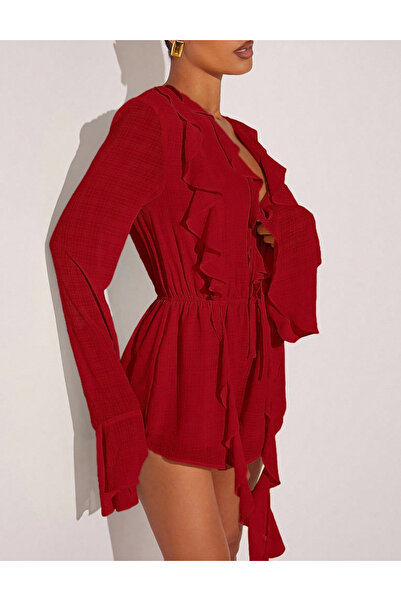 Sheya Shein short jumpsuit, red