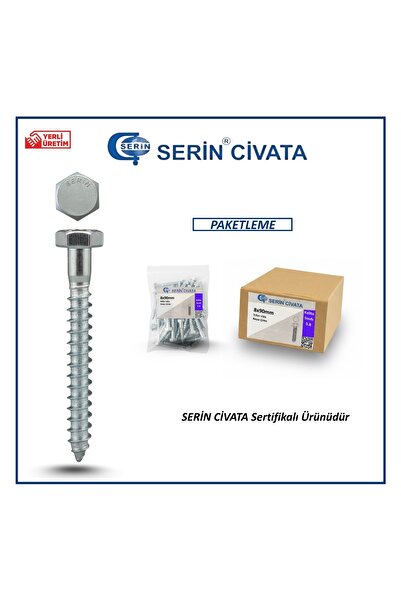 Serin Civata 8x90mm Altıköşe Trifon Vida DIN 571