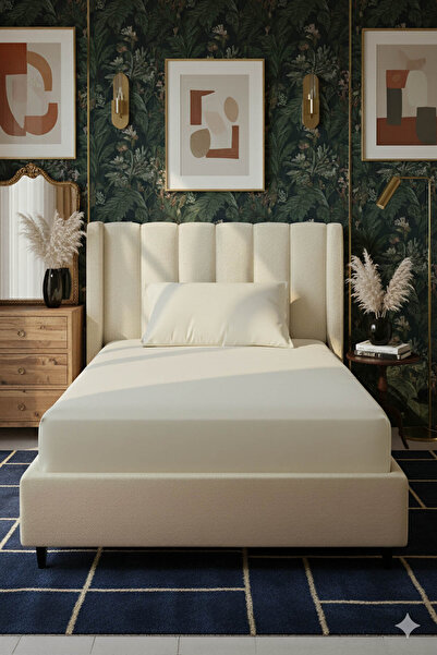 FAVORA 100% Cotton Ranforce Premium Single Fitted Sheet Set - Cream