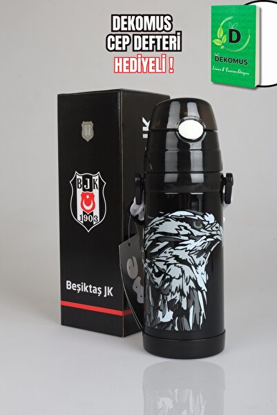 Beşiktaş "DEKOMUS CEP DEFTERİ HEDİYELİ" YENİ SEZON LİSANSLI 500 ML ÇELİK MATARA