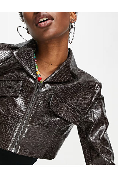 collusion Collusion faux leather jacket, brown