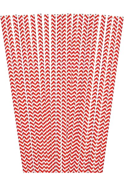 SNH Packing Red & White Paper Straws 6mm x 7.75" - Pack of 250