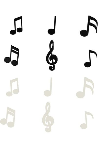 Arabest مجموعة من 12 قطعة مغناطيسية للثلاجة بتصميم نوتة موسيقية إبداعية للسبورة البيضاء (6 قطع أبيض + 6 قطع أسود)