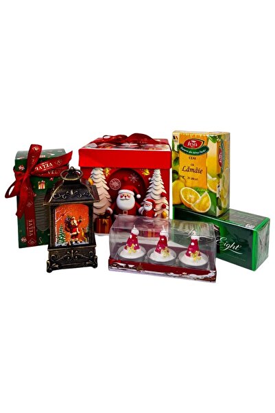 velve Pachet Christmas Delight, cu felinar decorativ, lumanari, ciocolata Aft...
