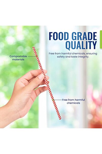 SNH Packing Red & White Paper Straws 6mm x 7.75" - Pack of 250