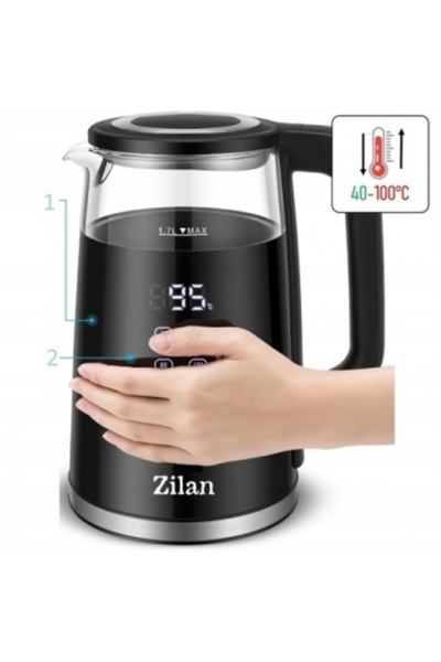 Zilan ZLN 7859 Electric Kettle – 2200 W, 1.7 L, Digital Display, Adjustable Temperature, Black