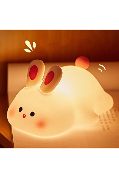 fulina Squishy Bunny Night Light, Bunny Lamp, Led Big Face Rabbit Decor, Dimmable Light up, Nursery Room