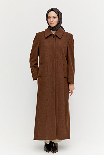 Setrms Büyük Beden Dikiş Detaylı Kaşe Manto