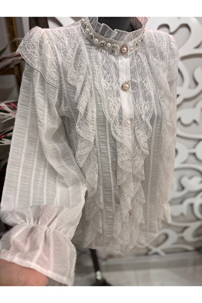 ŞEHRAZAT BUTİK Lace Ruffle Detailed Design Stylish Shirt