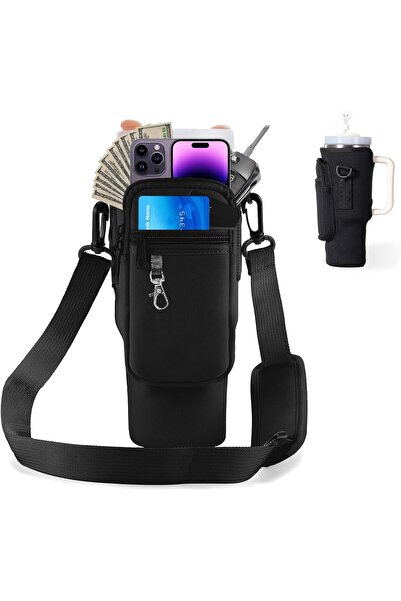 Bukela Water Bottle Carrier with Adjustable Shoulder Strap — Fits 1.18L Stanley (Black)