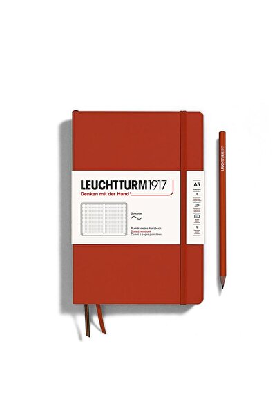 Leuchtturm1917 Caiet A5 cu copertă moale, punctat, roșu închis, cu bilețel