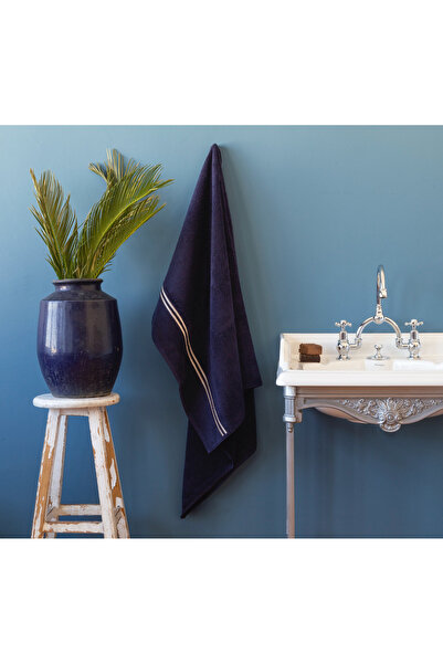 miemaison منشفة حمام ميلانو 550 جرام. 85×145 سم - أزرق داكن/بيج