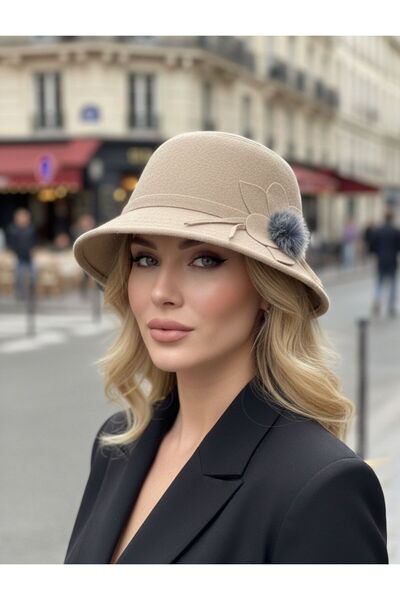 sf collection Women's Vintage Flared Cloche Felt Hat