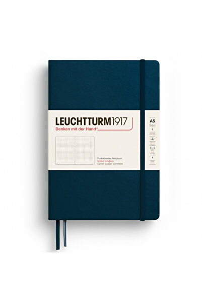 Leuchtturm1917 Caiet A5 cu copertă cartonată punctată, albastru marin, cu suport pentru bile