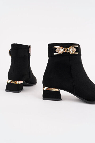 Madam Tarz Bln-712 Low Heel Boots with Stone Buckle