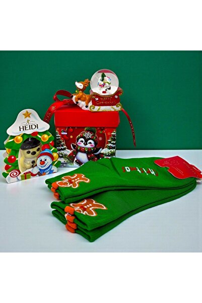 velve Christmas Delight package, decorative themed figurine, Heidi chocolate, Christmas socks, gift box