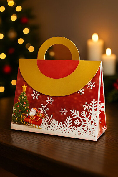 Matbaagraf 5 Adet Yılbaşı Temalı Özel Baskılı Yılbaşı Çantası / Kutusu