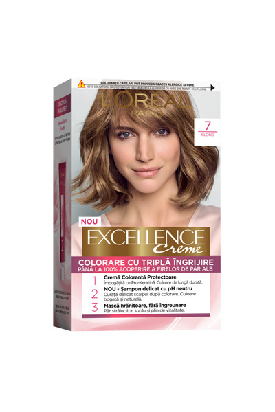 L'Oreal Paris Vopsea de Par Permanenta cu Amoniac Excellence Creme 7 Blond, 1...