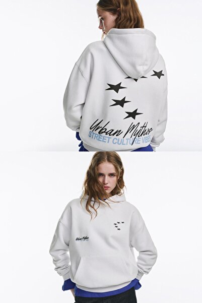 Pull & Bear Star and slogan hoodie