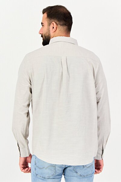 Chaps Men Regular Fit Botton Down Collar Long Sleeve Casual Shirt, Grey