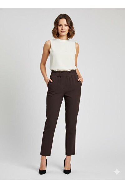 AYHAN Παντελόνι ψηλόμεσο με ελαστική μέση και πλαϊνές τσέπες