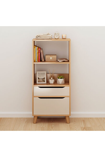 Sinyin Corner Storage Cabinet,4-Layer Storage Bookshelf,Storage Rack with 2 Drawers,120cm Height