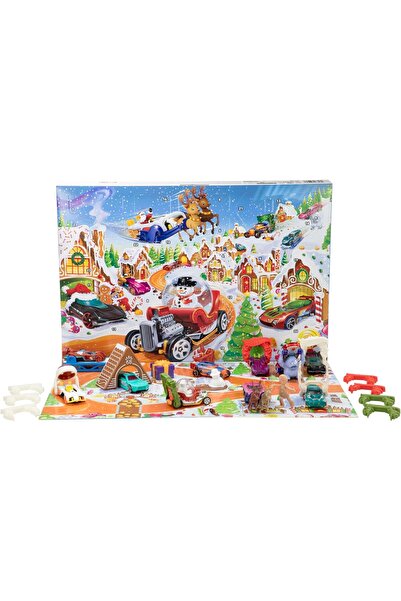 HOT WHEELS Advent Calendar and Cars Playset JCB47 (Ages 3+)