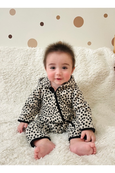 DİVİSTA Unisex Baby Zippered Jumpsuit Fleece Comfortable Fabric