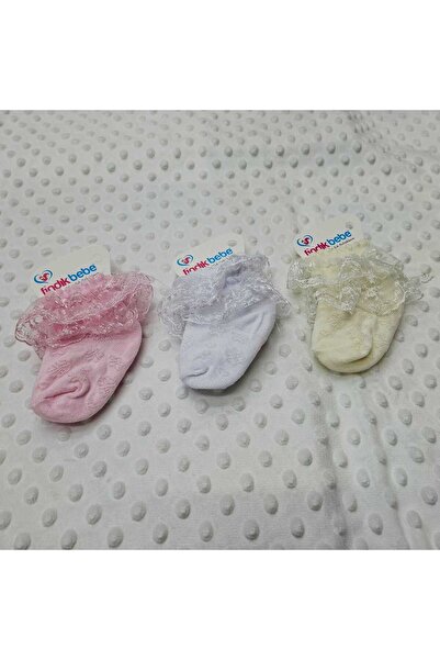 BERKAY Berkaysundan hazelnut cotton lace baby socks 3 pieces