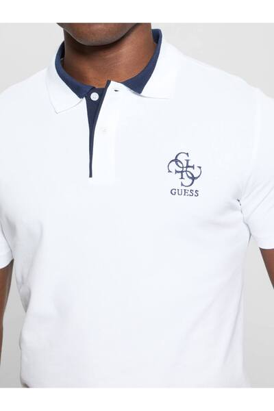 Guess Desenli Beyaz Erkek Polo T-Shirt M5GP60K7O64G011 LYLE SS POLO