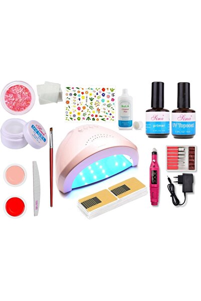 SELA Kit unghii false cu gel French White nr.97, lampa led,