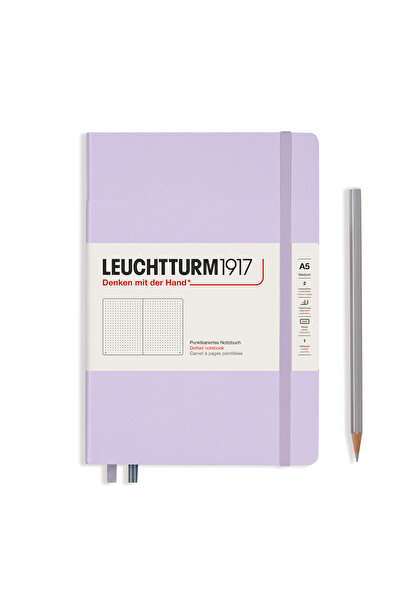 Leuchtturm1917 Caiet A5 cu copertă cartonată punctată, culoare liliac, cu str...