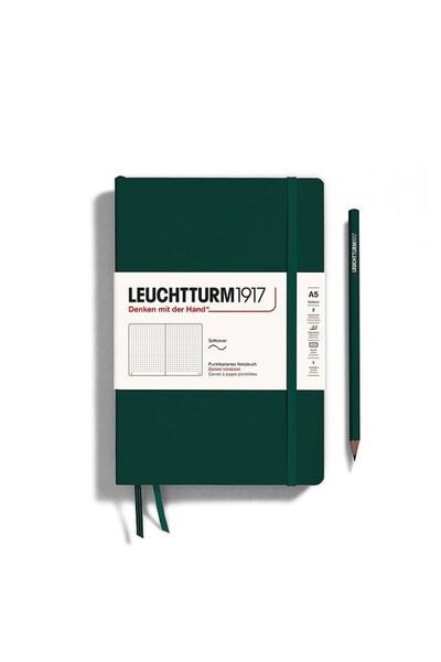 Leuchtturm1917 Caiet A5 cu copertă moale, punctat, verde pădure, cu bile de iluminat