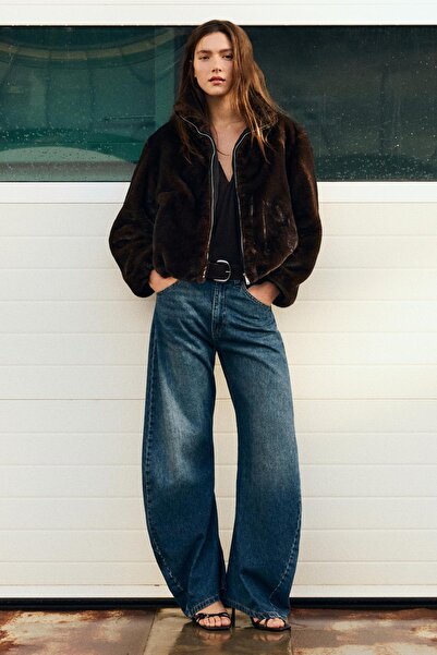 Pull & Bear Dik yaka suni kürk ceket