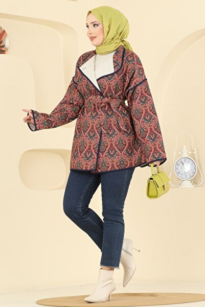 ModaMerve Etnik Desenli Kapitone Kap 21186MPR1163-MS Bordo