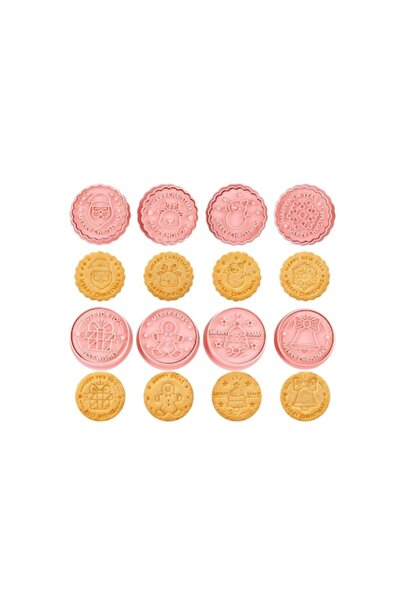 DELPI Set de 8 forme de biscuiți de Crăciun cu ștampilă, roz