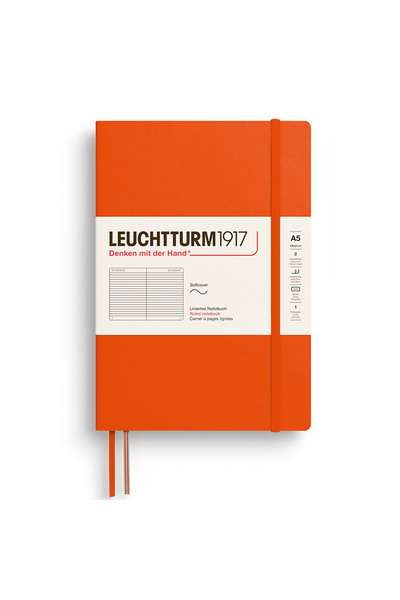 Leuchtturm1917 A5 Notebook Ruled Softcover Pumpkin Orange Leuchtturm