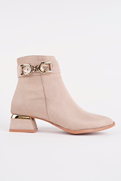 Madam Tarz Bln-712 Low Heel Boots with Stone Buckle