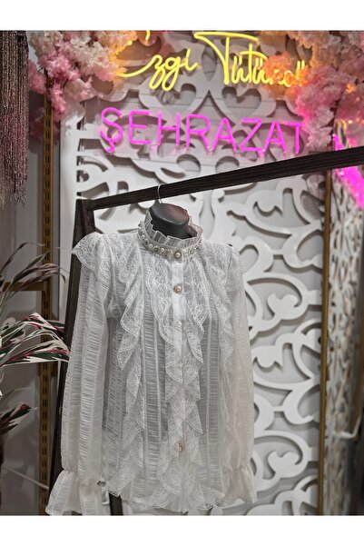 ŞEHRAZAT BUTİK Lace Ruffle Detailed Design Stylish Shirt