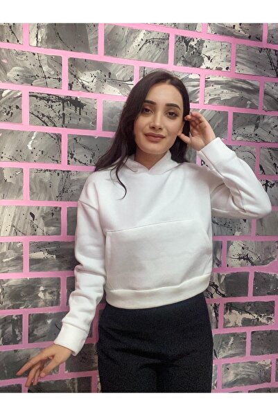 EGELİMODA Hooded 3-Thread Crop Sweater