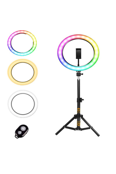 OEM 10" RGB LED Ring Light with USB, Telescopic Stand, and Wired Remote Control