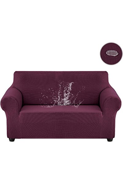 JZS Sofa Cover - Pet Protection, Stretchable One-Piece, 3-Seater, Burgundy