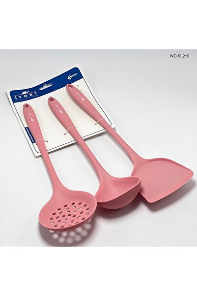 musting 3’lü silikon mutfak seti kevgir,kepçe ve spatula ısıya dayanıklı yanm...