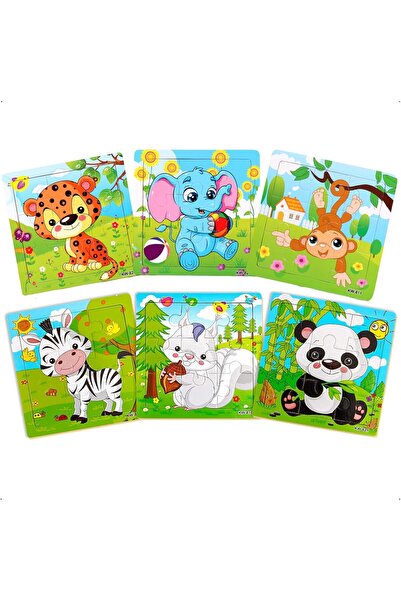 X SPRING Wooden Jigsaw Puzzle 6-Pack, 9-Piece Baby Animals, Educational Toy for Ages 2-4