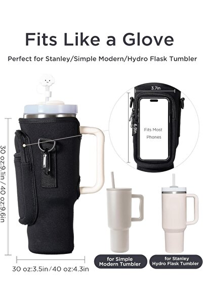 Bukela Water Bottle Carrier with Adjustable Shoulder Strap — Fits 1.18L Stanley (Black)