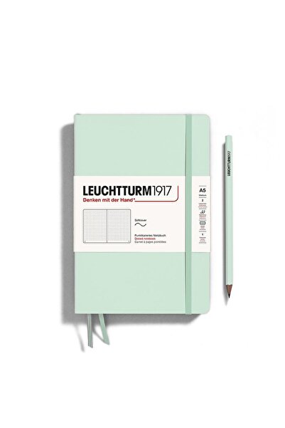 Leuchtturm1917 Caiet A5 cu copertă moale, punctat, verde mentă, cu bilețel